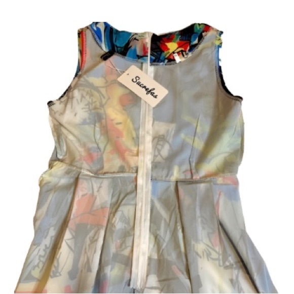 Sucrefas Sleeveless Multicolored A-Line Abstract Geometric Dress - Size Medium - Picture 5 of 10